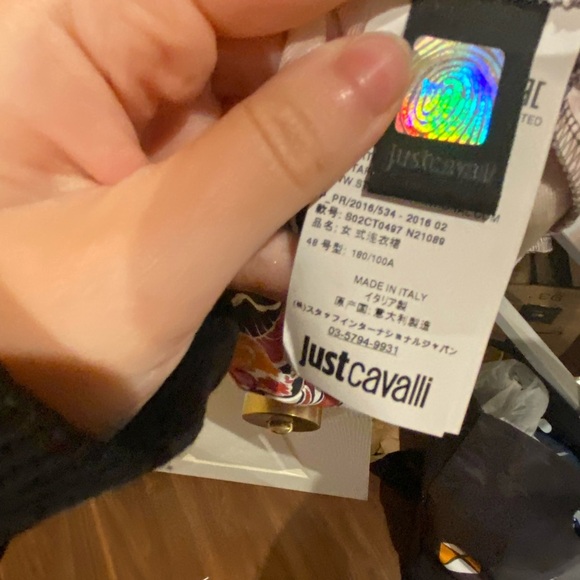 ROBERTO Just CAVALLI / abstract floral Print Wrap Dress 48 - Picture 7 of 8